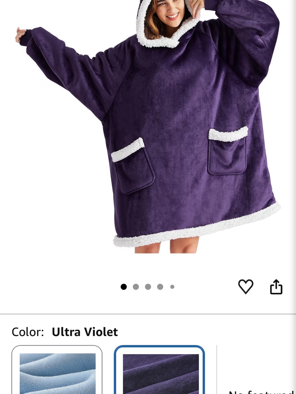 Ultra Violet Plush Hooded blanket for adults